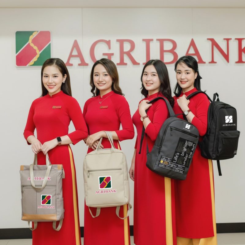 Balo quà tặng in logo thương hiệu Agribank